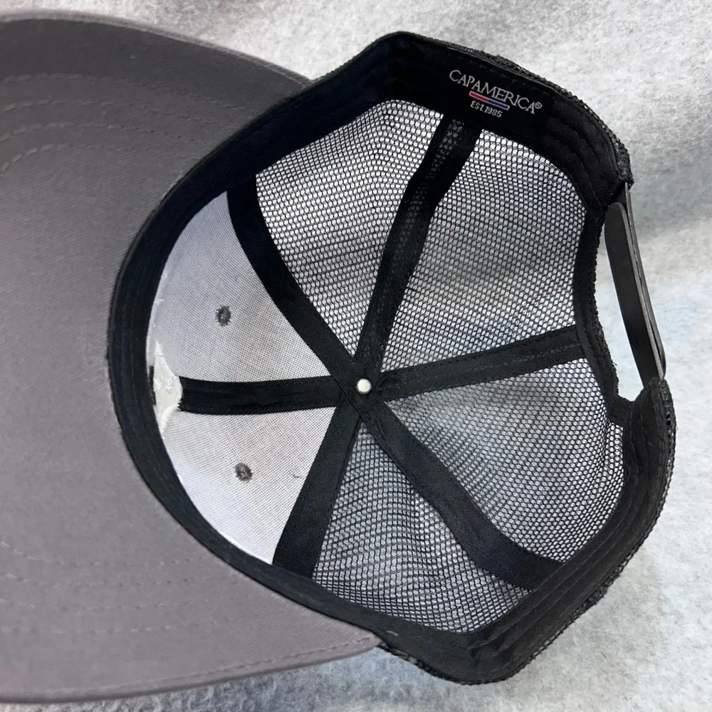America's Car-Mart Mens Grey Cap America Trucker Hat Snapback Mesh OSFM